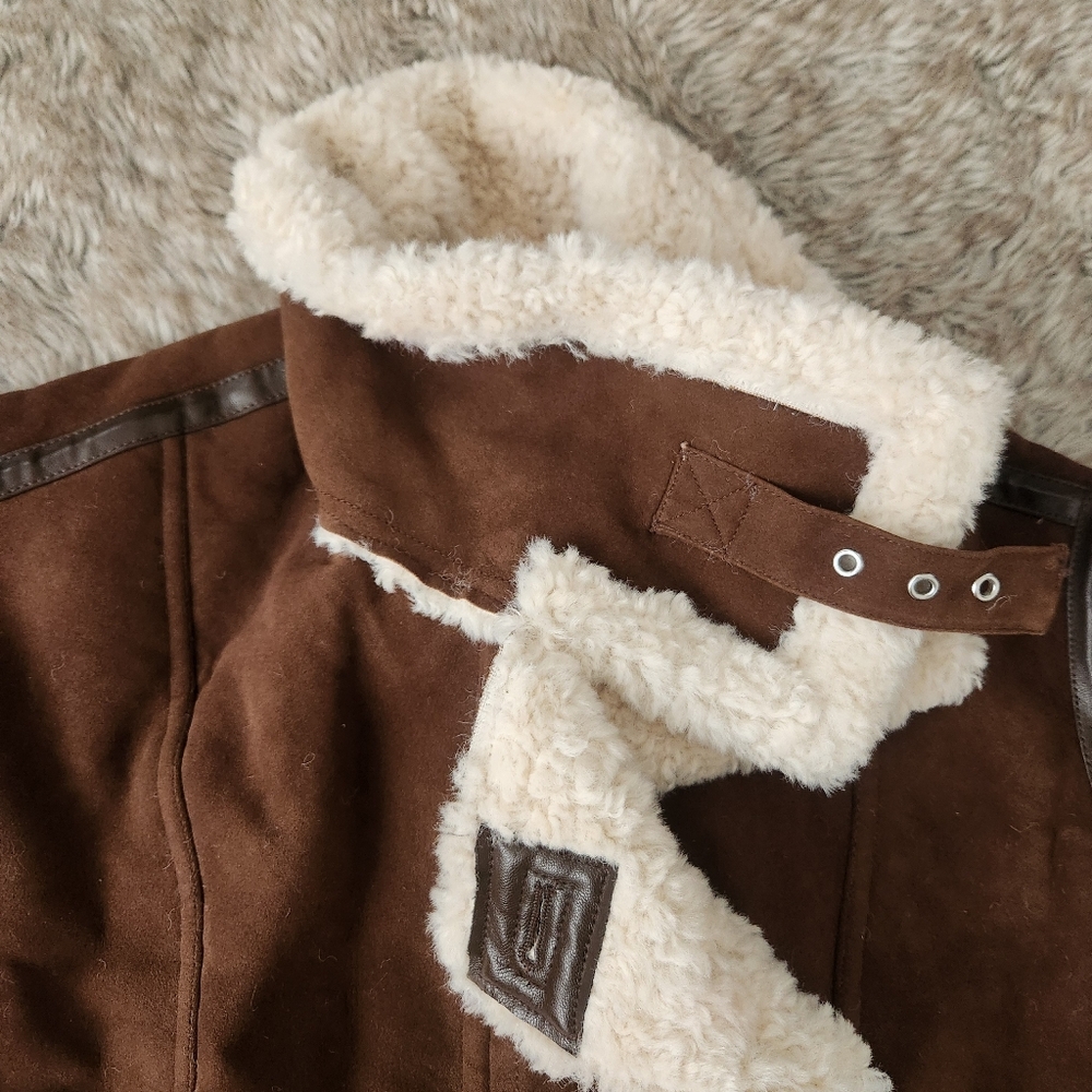 We The Free Andies Vegan Moto‎ Jacket Brown Bear Combo Women's Size Small - Picture 8 of 16